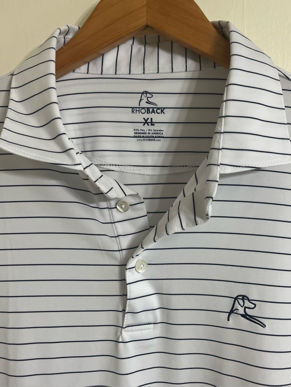 Rhoback polo shirt men’s xl *hem unraveling